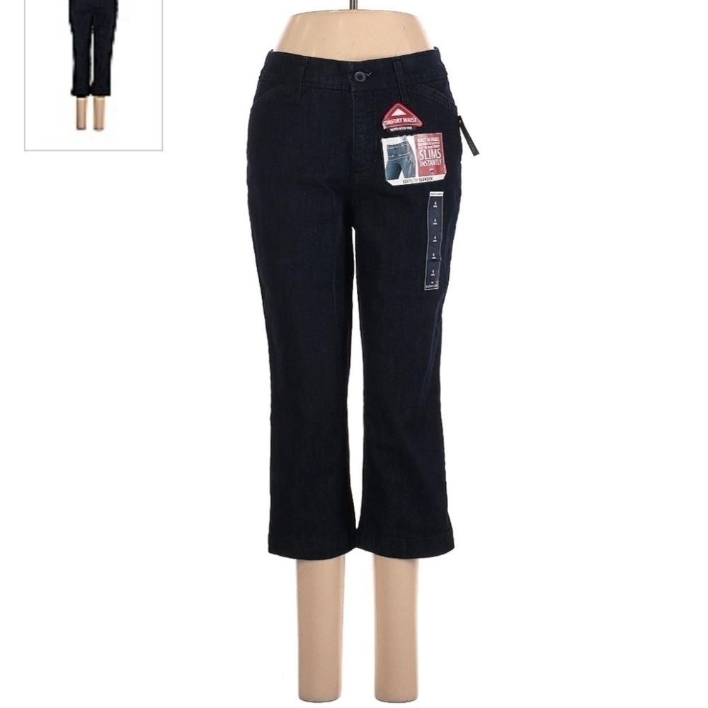 NWT St. John's Bay Dark Was Denim Secretly Slender Cropped Jeans Women's Size 4